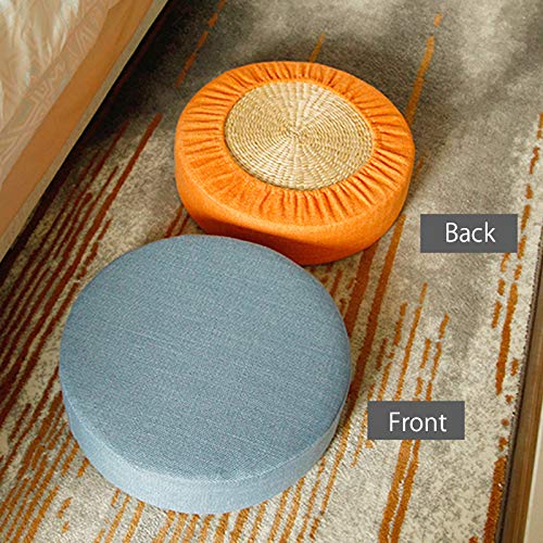 Round Floor Pillow Cover 24-Inch Beige Linen Meditation Cushion Protector