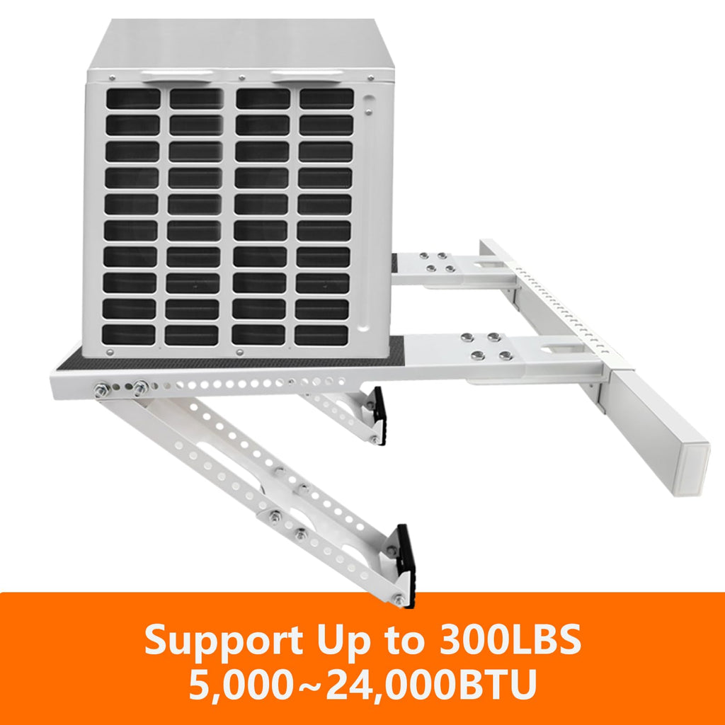 CAT SO RICH No-Drill Window AC Bracket, Adjustable Support for Single/Double Hung Windows, Heavy Duty Epoxy-Coated Steel Holds 300lbs, Easy Installation