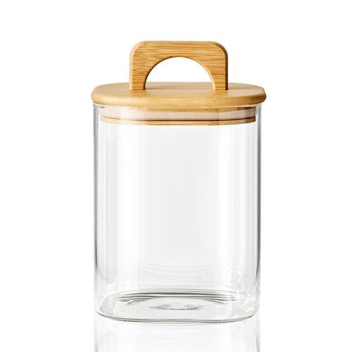 Sweejar 1 qt Glass Food Storage Containers with Lids, Coffee Container for Ground Coffee, 32 oz Glass Jars with Bamboo Lids, 1 Pack