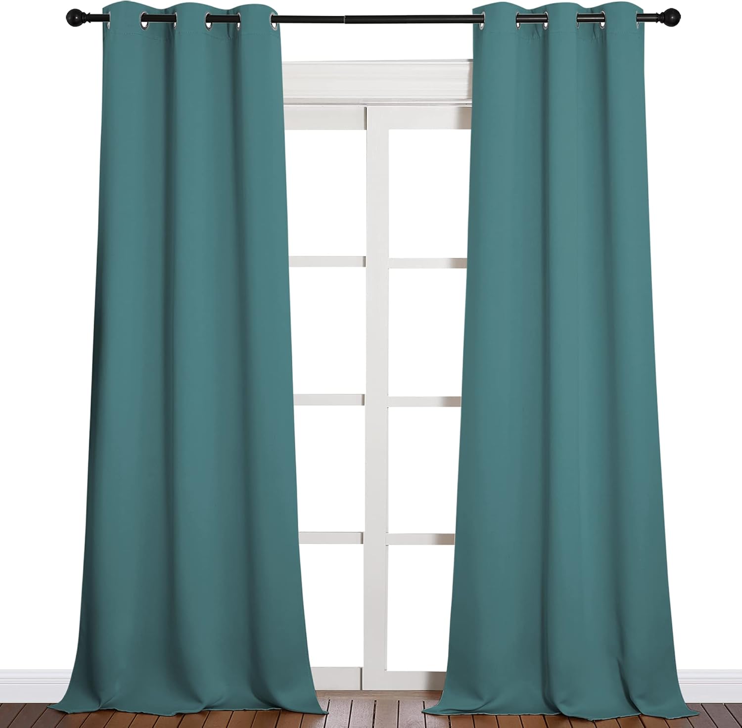 NICETOWN Blackout Patio Glass Door Panels - Privacy Curtains for Bedroom & Living Room | Sea Teal, 42" x 90" (1 Pair)