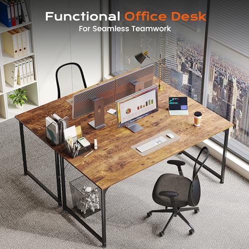 47-Inch Computer Desk with Deeper Desktop, Rustic Brown Office Writing Desk