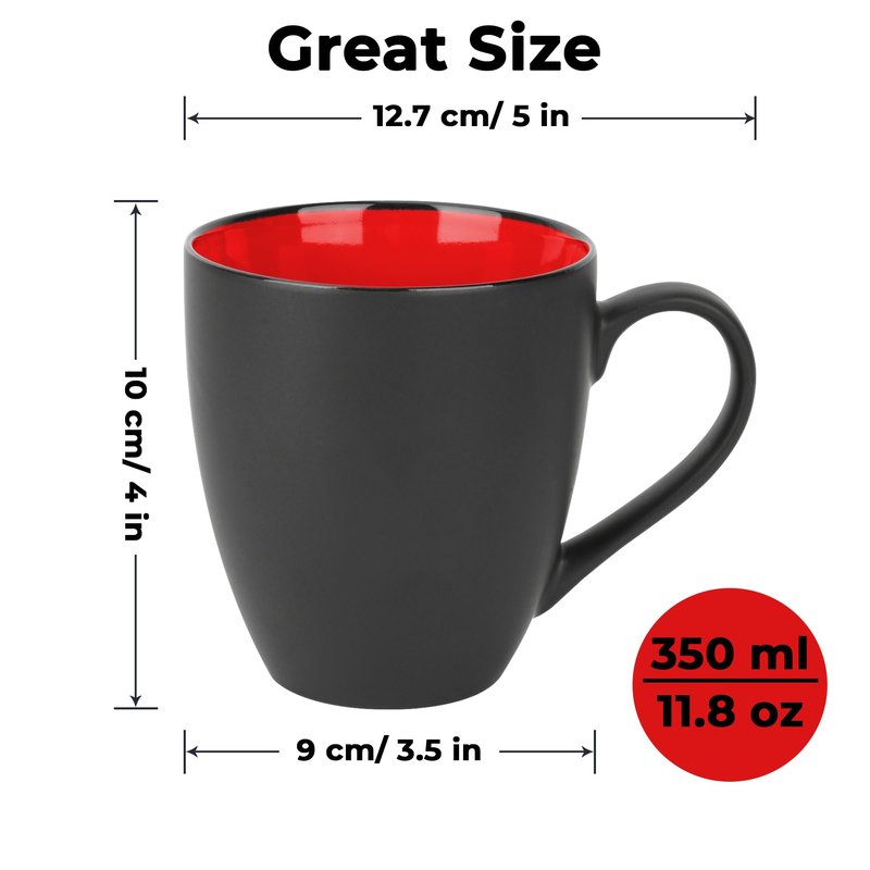 MIAMIO - Set of 6 Coffee Mugs 12 oz, Modern Ceramic Coffee Cup Set, Large Mugs for Coffee, Cappuccino and Tea, Kitchen Mug Set for Home and Office – Le Papillon Collection
