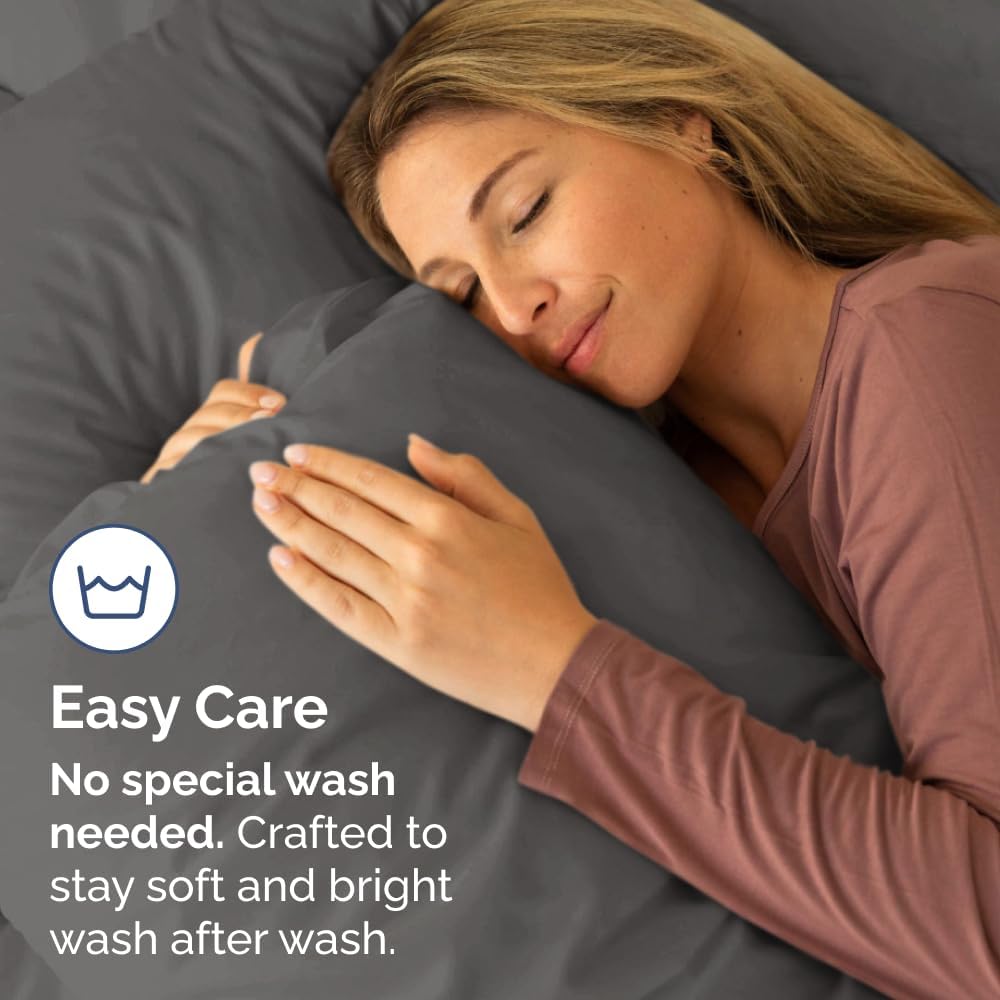Skiennix Standard Pillow Cases Set of 2 - Ultra-Soft Hotel Quality - Wrinkle-Free & Stain Resistant - Charcoal