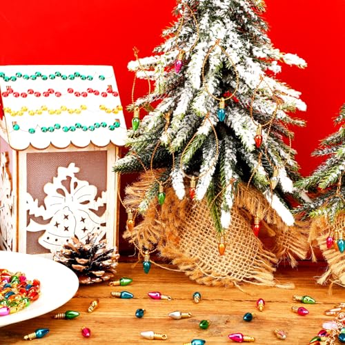 Jansun 300Pcs 0.7in Mini Christmas Ball Ornaments with Gold Tips