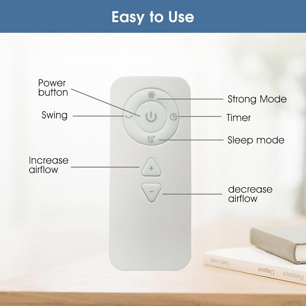 Skiennix Bladeless Tower Fan - 80° Oscillation, 9 Speeds & Remote Control | Ideal for Home & Office