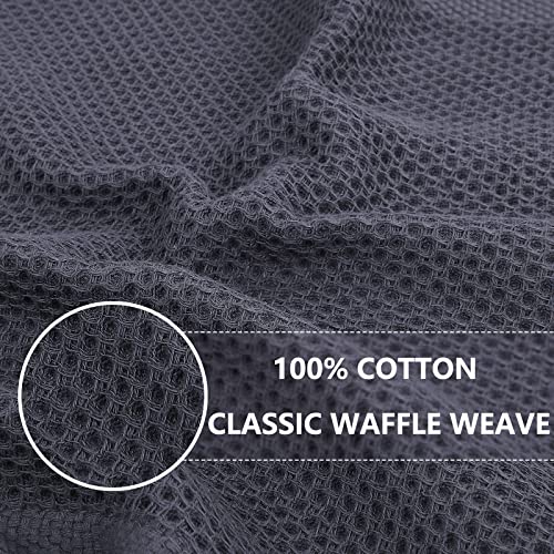 Homaxy 100% Cotton Waffle Weave Kitchen Dish Cloths 6-Pack, Dark Grey
