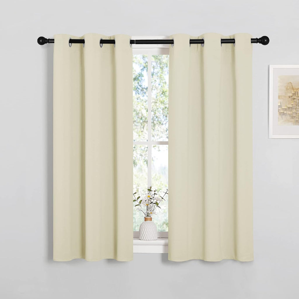NICETOWN Room Darkening Curtain Panels - Thermal Insulated Grommet Drapes for Windows | Beige, 2 Panels (W34 x L45)