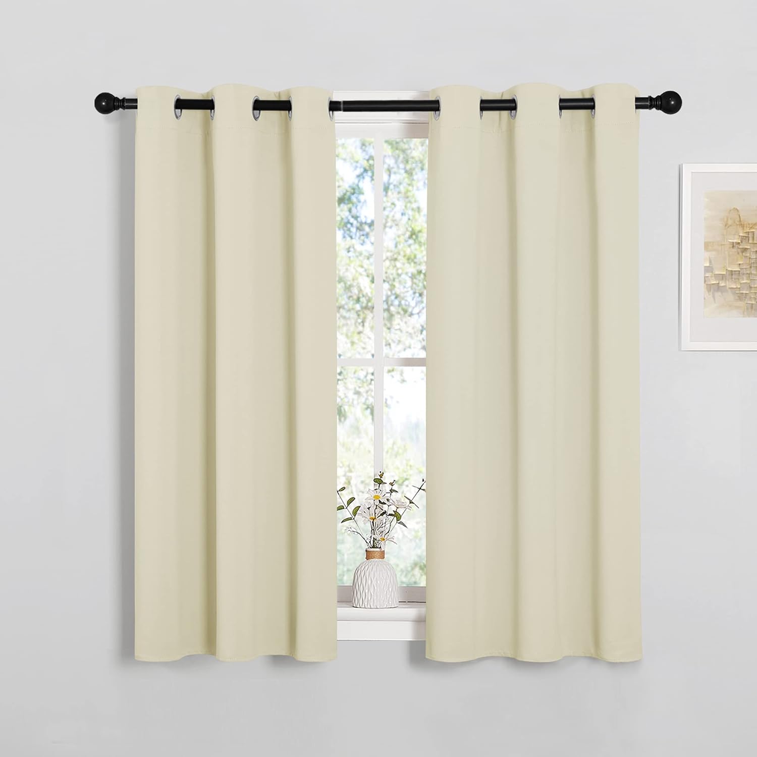 NICETOWN Room Darkening Curtain Panels - Thermal Insulated Grommet Drapes for Windows | Beige, 2 Panels (W34 x L45)