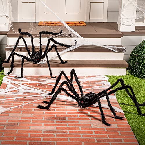 Giant Halloween Black Hairy Spiders (2 Pack) - 5 Ft Outdoor Props