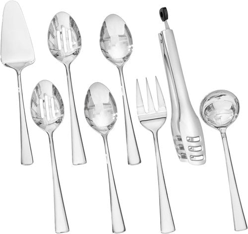 KINGSTONE 8-Piece Serving Utensils Set - Premium 18/10 Stainless Steel for Buffets & Parties