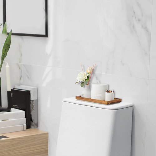 ALELION 11.7" Bathroom Vanity Tray - Acacia Wood Decorative Organizer for Makeup, Perfume & Jewelry