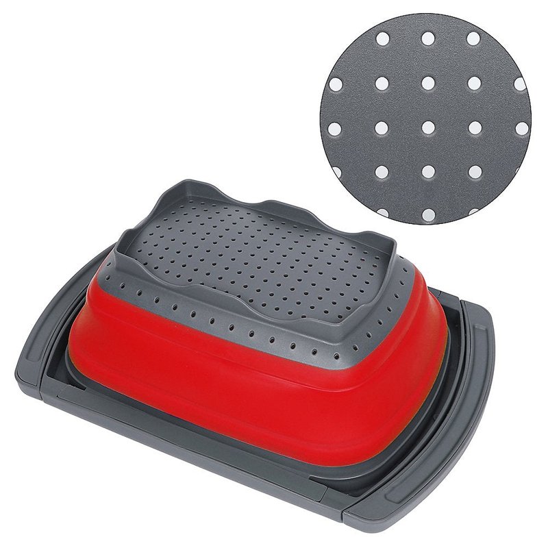 Qimh Colander Collapsible, Over The Sink Veggies/Fruit 6-Quart Strainers and Colanders with Extendable Handles, Folding Strainer for Kitchen