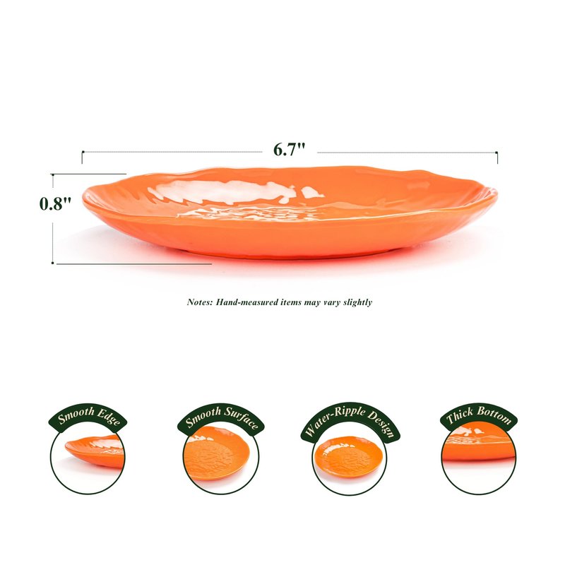 MIYOPESI 6.7-Inch Melamine Dessert Plates (Set of 6) - Unbreakable and Reusable Dinnerware with Ceramic Feel, Stackable and Dishwasher-Safe (Multi-color)