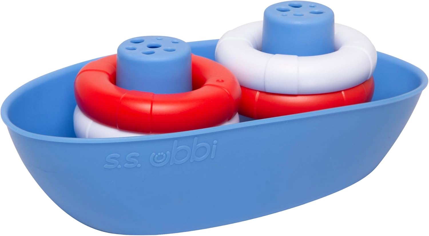 Ubbi Bath Toys - Fun Boat & 4 Buoys Set | Engaging Bath Time Play for Toddlers