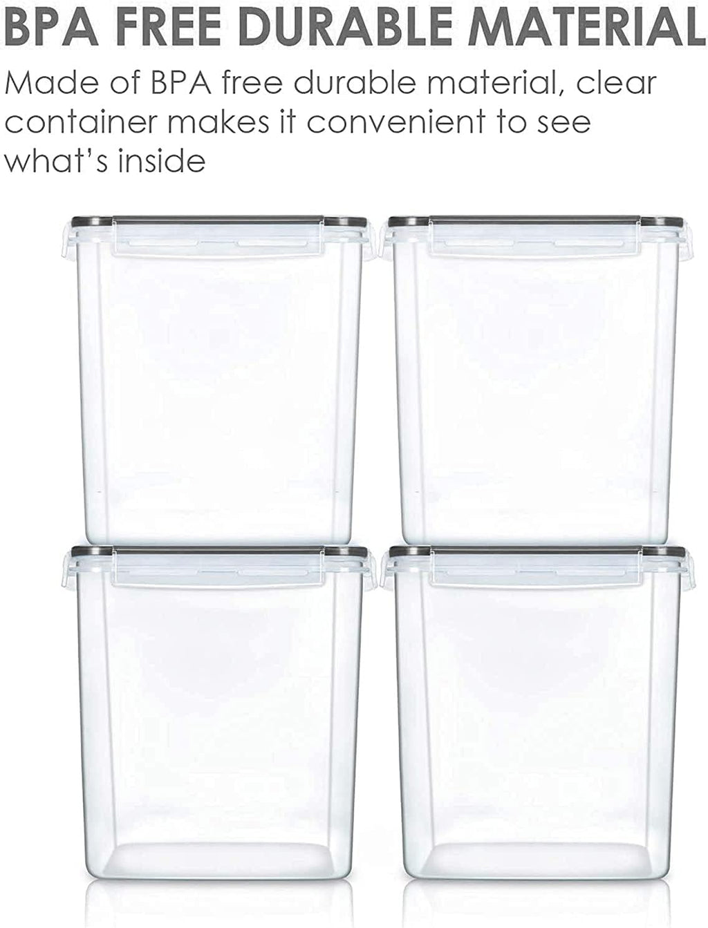 Vtopmart Food Storage Containers - 2.5L BPA-Free Airtight Canisters with Measuring Cups & Labels | Black, 4-Pack