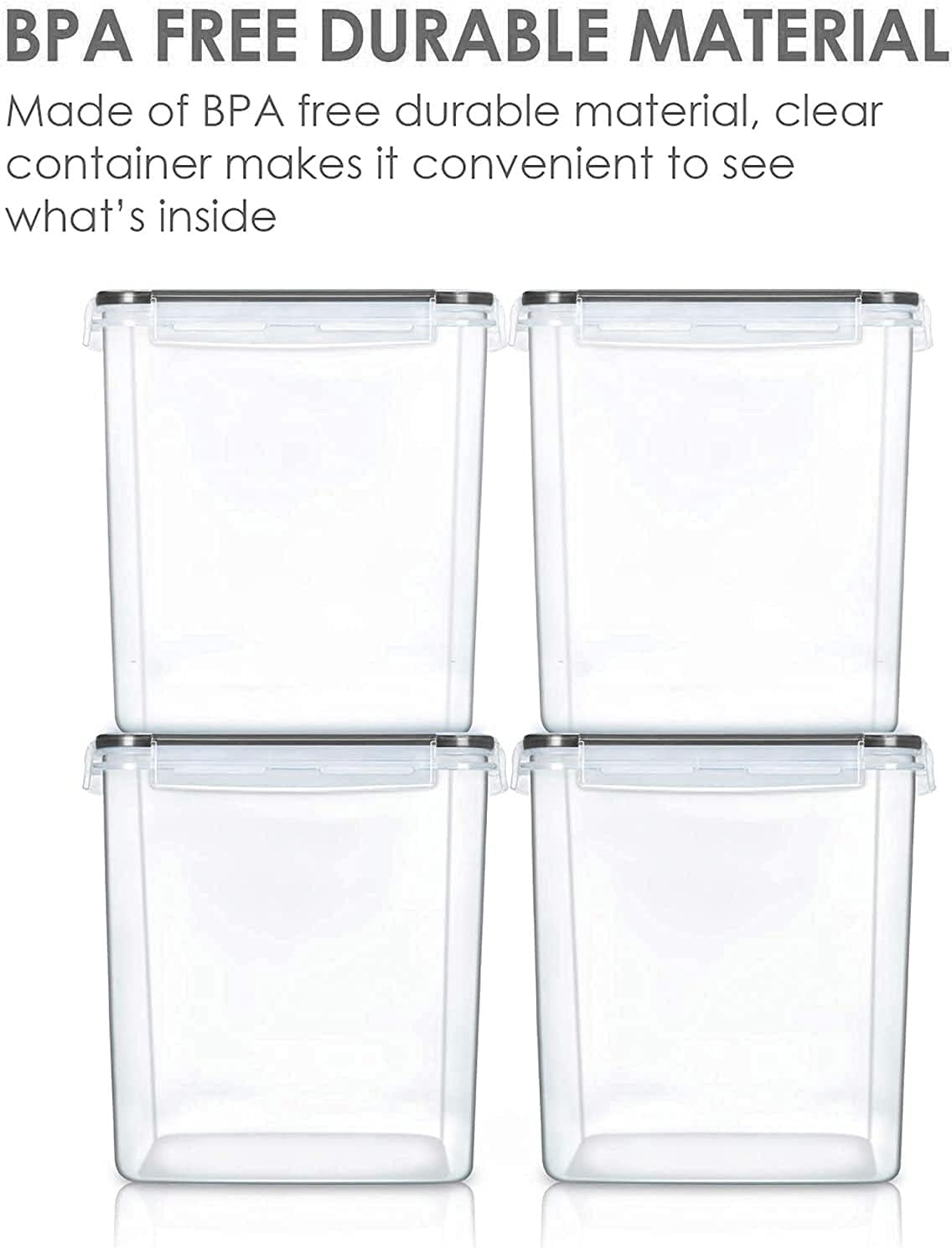 Vtopmart Food Storage Containers - 2.5L BPA-Free Airtight Canisters with Measuring Cups & Labels | Black, 4-Pack