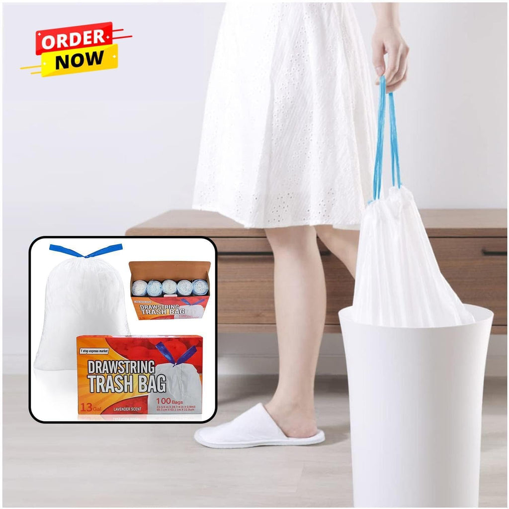Odorshield Tall Kitchen Trash Bags - 13 Gallon Lavender Fresh, 100 Count for Odor Control