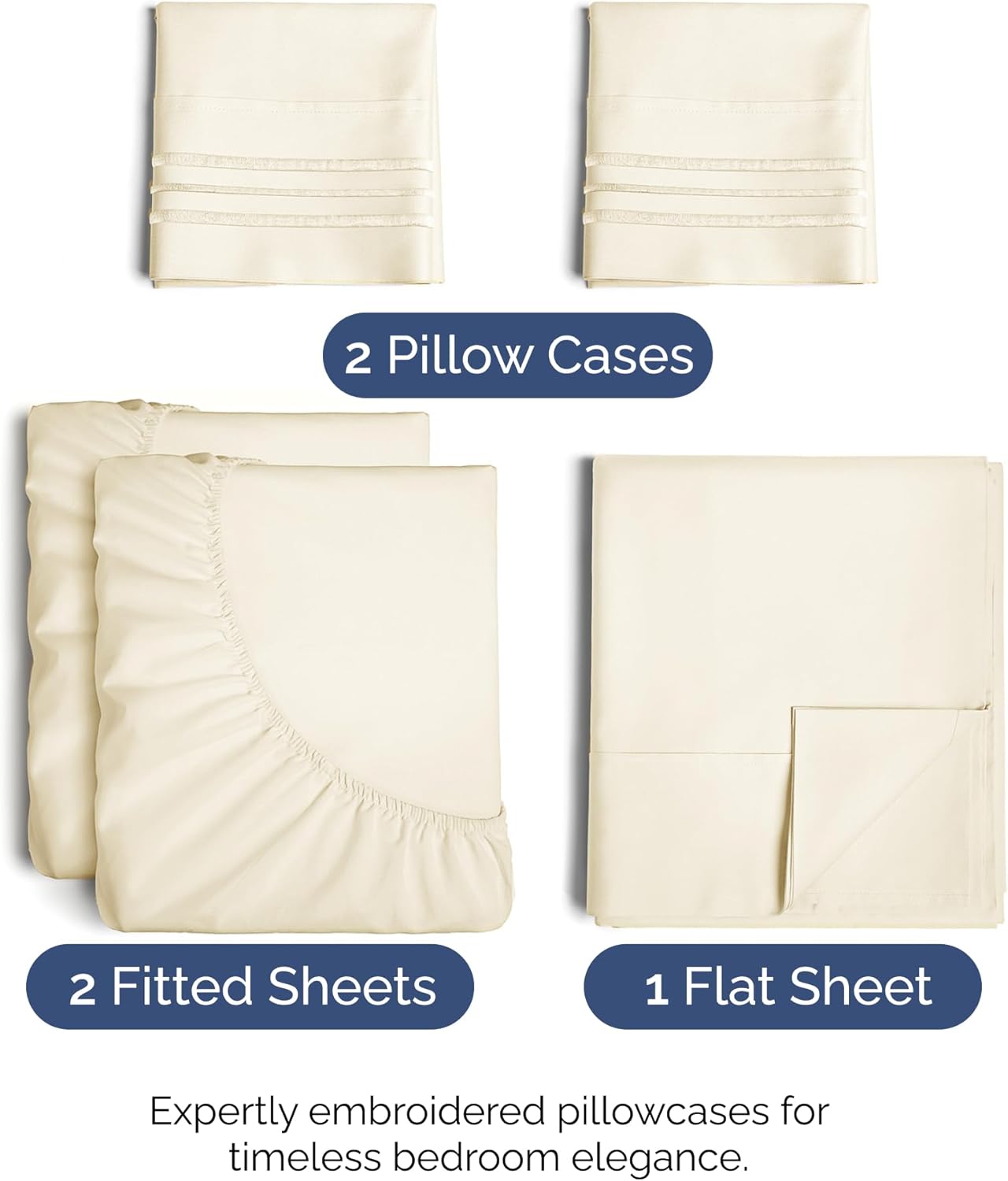 Split King Size Sheet Set by [Brand Name] - Comfy, Breathable & Cooling Bedding - Luxury Hotel Quality - Deep Pockets, Soft, Wrinkle-Free - Oeko-Tex Certified, Off White