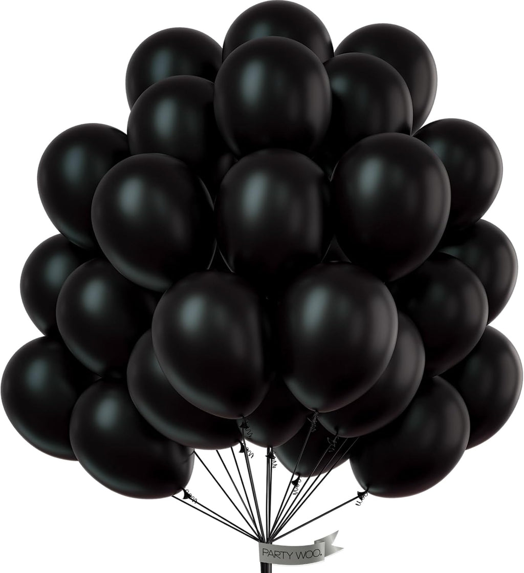 PartyWoo White & Black Balloons - 140 Pcs (18/12/10/5 Inch) for Weddings, Showers & Celebrations