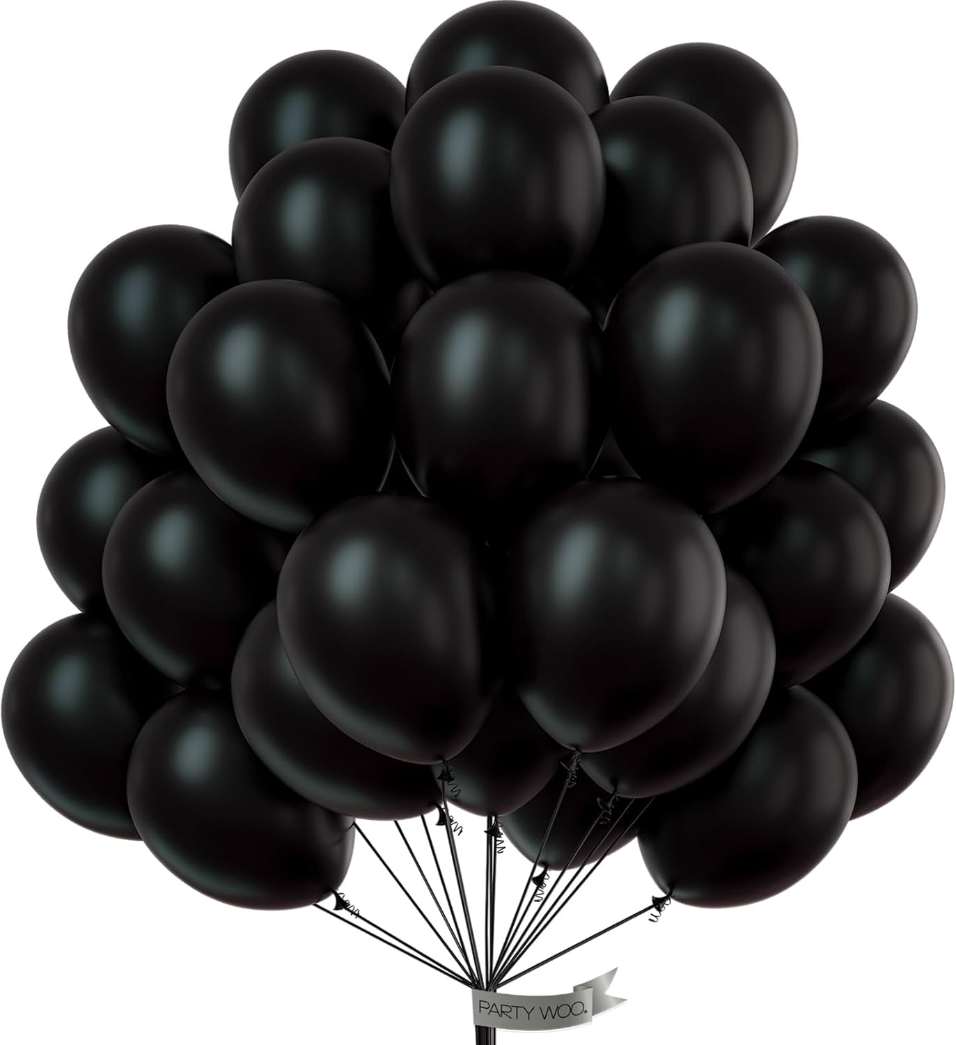 PartyWoo White & Black Balloons - 140 Pcs (18/12/10/5 Inch) for Weddings, Showers & Celebrations