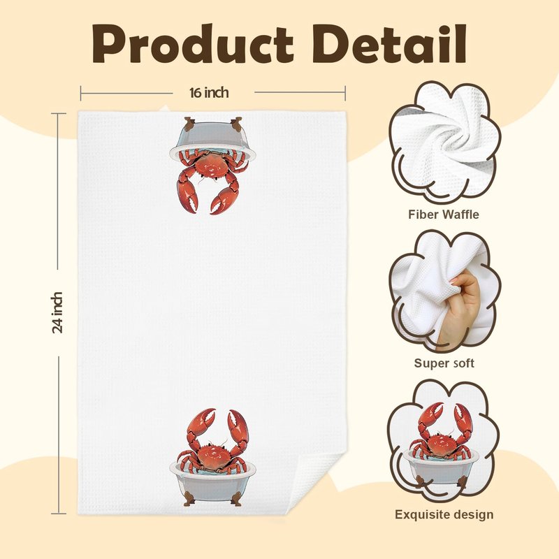 AQYIP Coastal Beach Crab Hand Towels for Bathroom, Crab Bathroom Decor, Sea Animal Coastal Beach Decorative Hand Towel for Spa Gym Yoga Washroom Restroom Bath Room, 16x24 Inch
