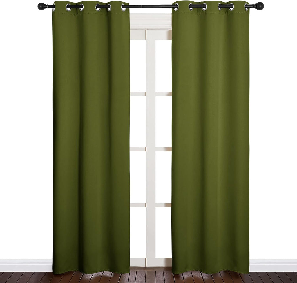 NICETOWN Blackout Window Curtain Panels - Thermal Insulated Draperies, Olive Green | 34 x 84 Inches (One Pair)