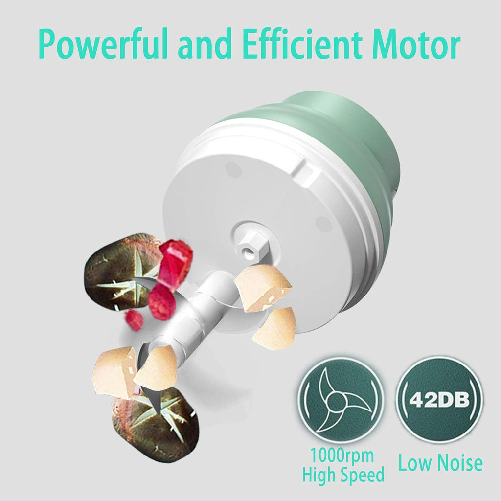 Electric Garlic Chopper, Kenpiko Powerful Mini Chopper, Rechargeable Electric Mini Garlic Chopper for Vegetable/Onions/Meat/Salad, 250ML/100ML, 2 Stainless Steel Blade, Waterproof, BPA Free