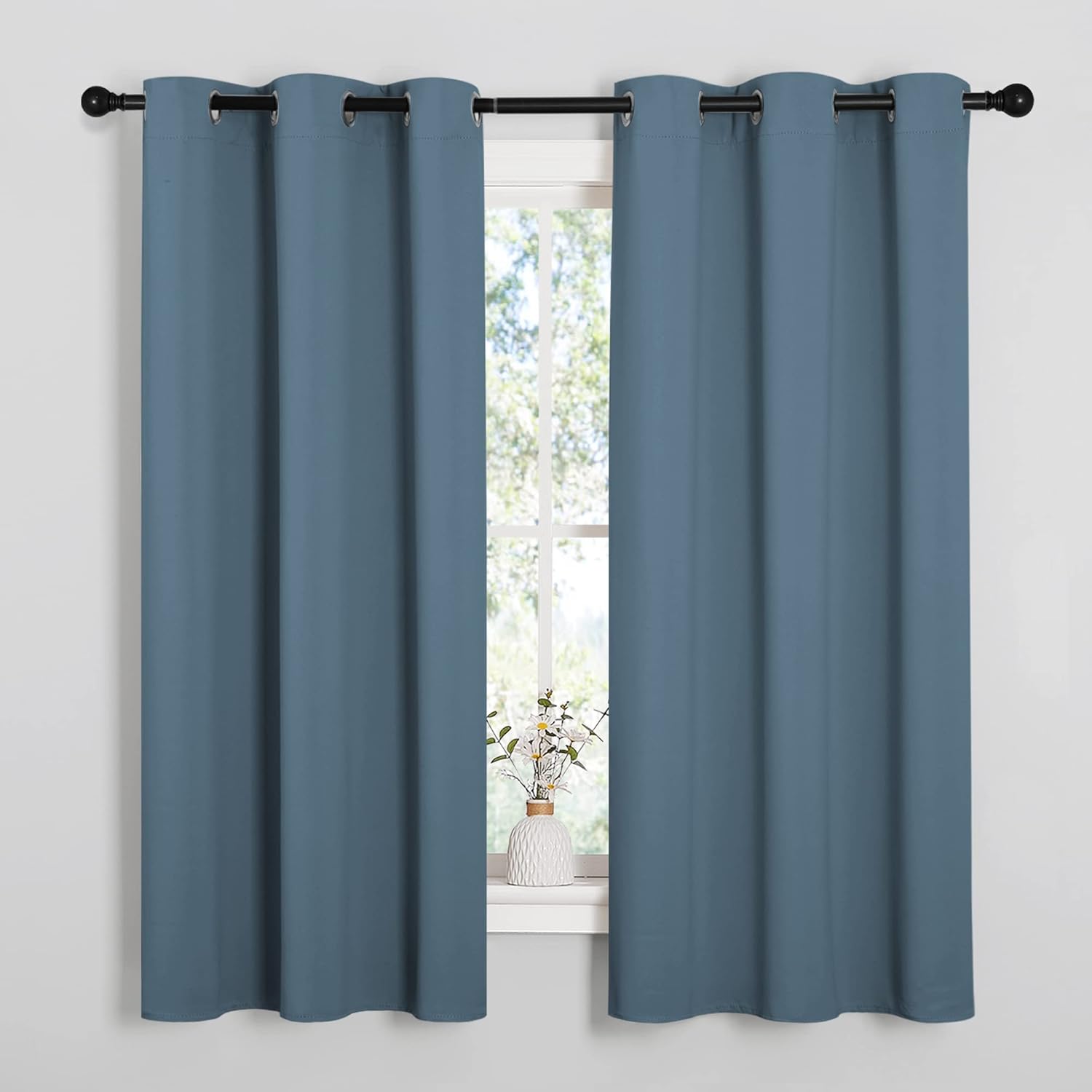 NICETOWN Smoky Blue Blackout Curtains - Thermal Insulated Drapes for Small Windows | 45" Length, 2 Panels, 29" Wide