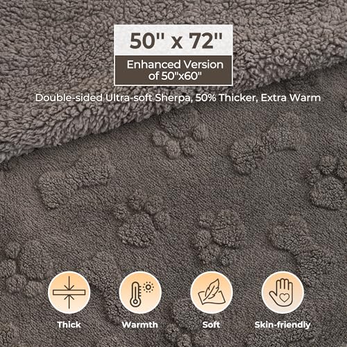 Heated Throw Blanket 50x72 Inch with Paw Print, Sherpa Fleece Electric Blanket