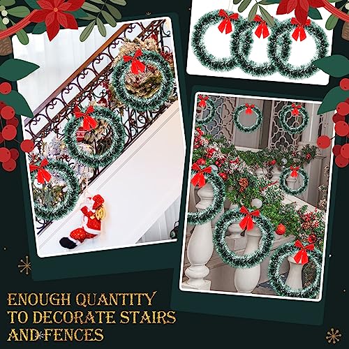 24 Pcs 12-Inch Christmas Wreaths with Red Bows - White Decorative Winter Decor (Variation: White)