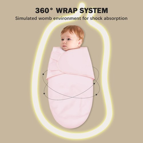 Cute Castle Baby Swaddle Sleep Sacks - Ergonomic Newborn Swaddle Blankets | 3-Pack (0-3 Months - Pink, Moon, Stars)