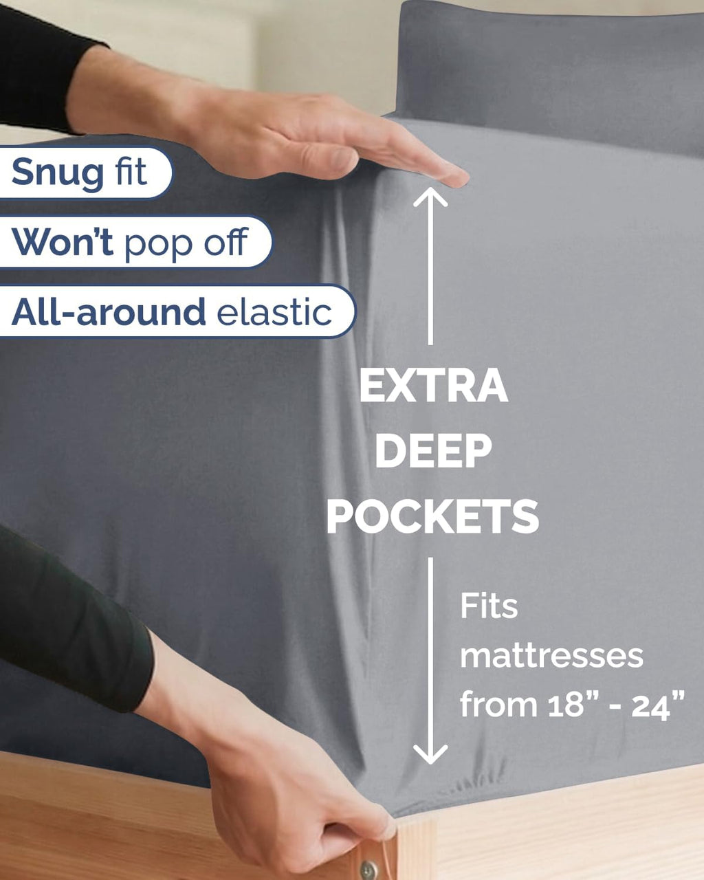 Skiennix Extra Deep Twin XL Sheet Set | 4-Piece Breathable Cooling Bedding - Soft, Wrinkle-Free, Steel Blue