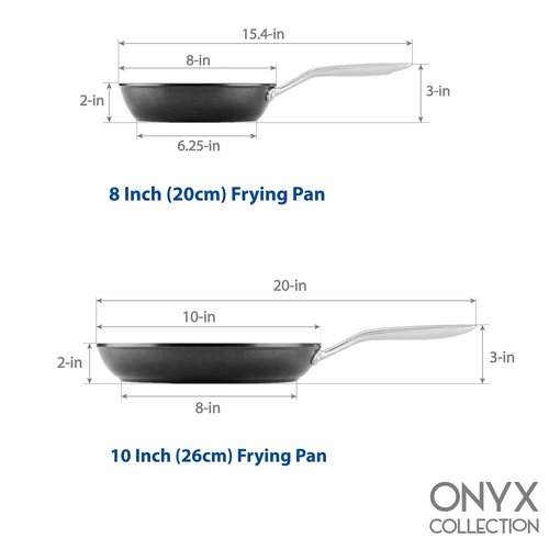 TECHEF - Onyx Collection Nonstick Frying Pan Skillet Set, PFOA-Free, Dishwasher Oven Safe, Stay-Cool Stainless Steel Handle, Induction-Ready, Made in Korea (8-inch and 10-inch)