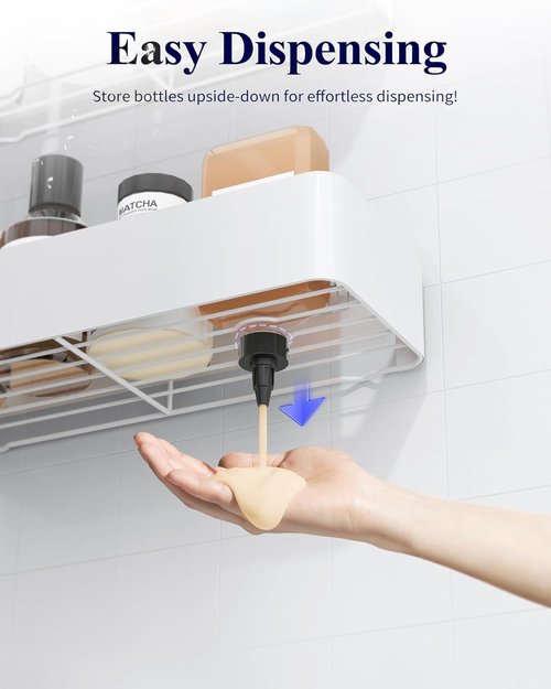 Kitsure Shower Caddy - Rustproof Adhesive Organizer | 2-Pack Large Metal Shelves, No-Drill, White