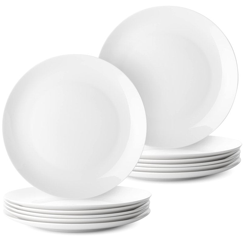 BTaT- White Dinner Plates, 10.5 inch, Set of 12, Restaurant Dishes, White Porcelain Dinner Plates