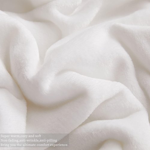 KMUSET Fleece Blanket White Queen Size Lightweight Cozy Plush Microfiber Bed Blanket Factory Shop