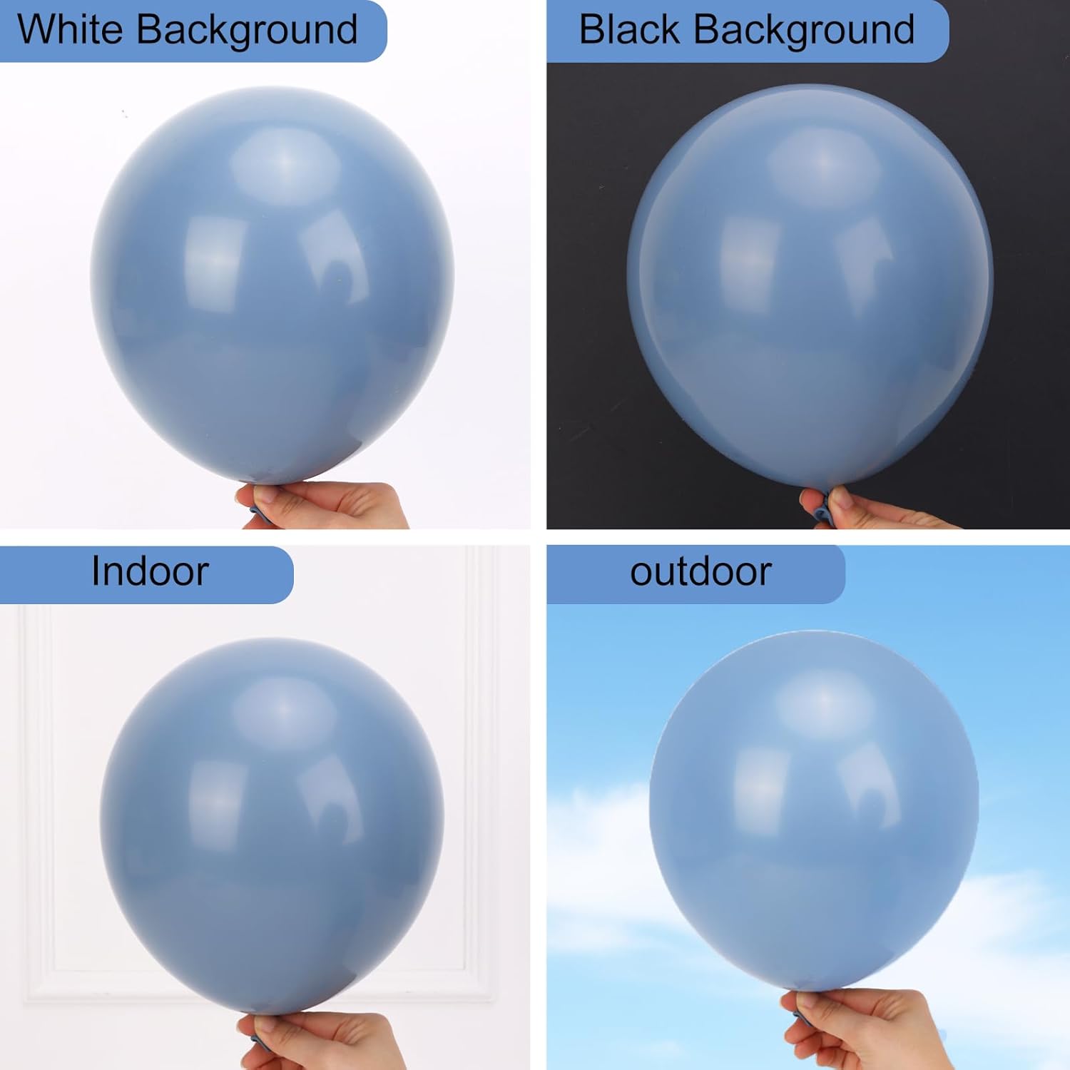 RUBFAC Dusty Blue Balloons - 129-Piece Latex Balloon Garland Kit for Weddings, Baby Showers & Parties