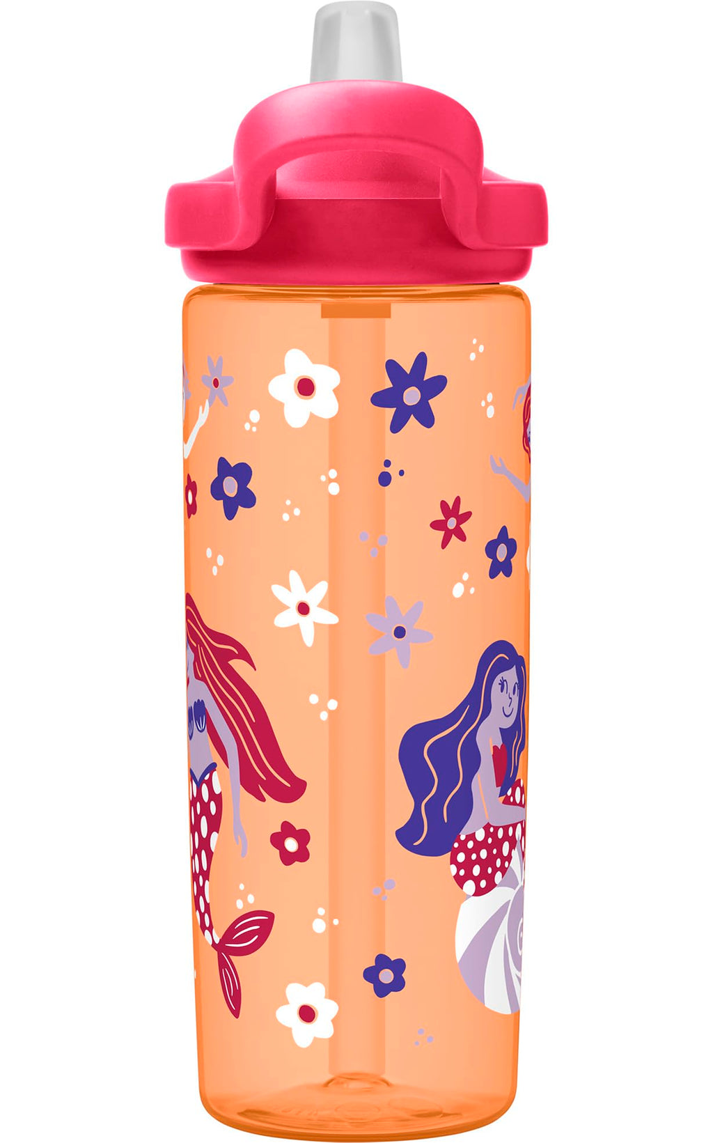 CamelBak Eddy+ Kids Bite Valve Straw Tritan Renew Water Bottle Retro Floral Mermaid, 20oz