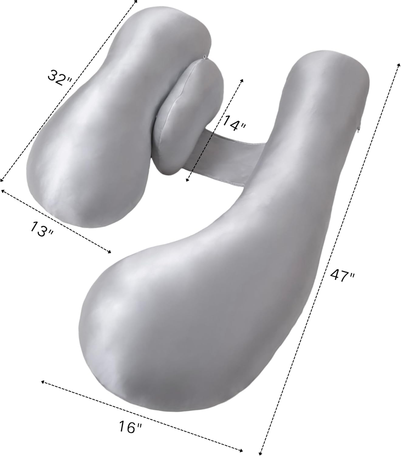 Skiennix Pregnancy Pillow - Adjustable H-Shaped Full Body Support for Side Sleeping | Cooling Cover, Grey