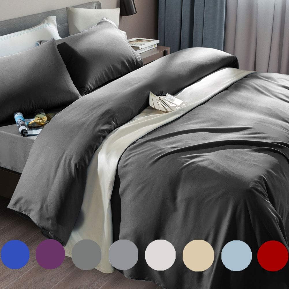 SONORO KATE Bed Sheet Set - Super Soft Microfiber 1800 Thread Count | Luxury Dark Grey Queen Size, Deep Pocket