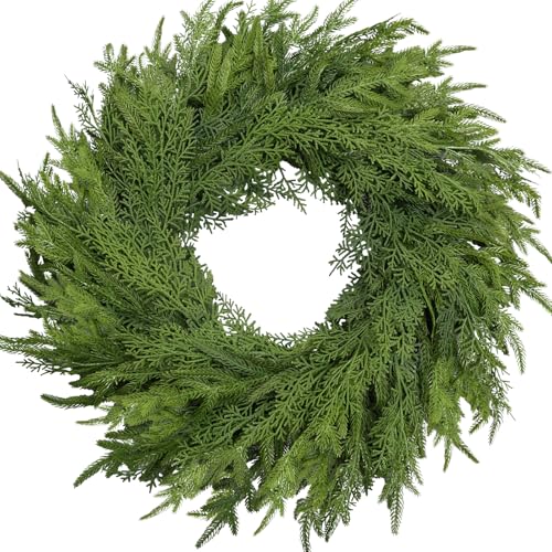 OZFHUA 26 Inch Artificial Pine Christmas Wreath for Front Door & Indoor/Outdoor Decor