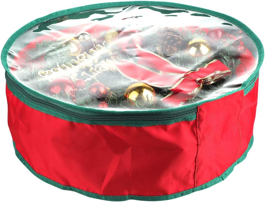 TITA-DONG Wreath Storage Bag - Heavy Duty Waterproof Oxford Fabric, Transparent Design, 20x20x6 Inch