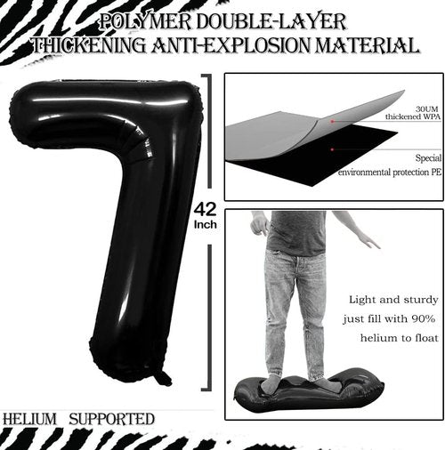 GOER 27th Birthday Balloons - 42 Inch Jumbo Black Foil Helium Decorations for Celebrations