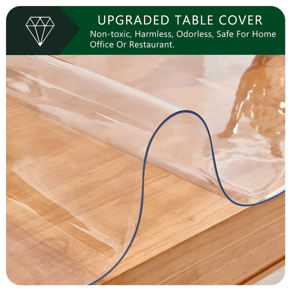 Easy Clean PVC Mats Waterproof Crystal Vinyl Table Protector Clear Plastic Tablecloth Rectangle Wood Furniture Stain Protector Dining Tabletop Protection Pad Desk Protective Cover Wipeable 40x78 Inch