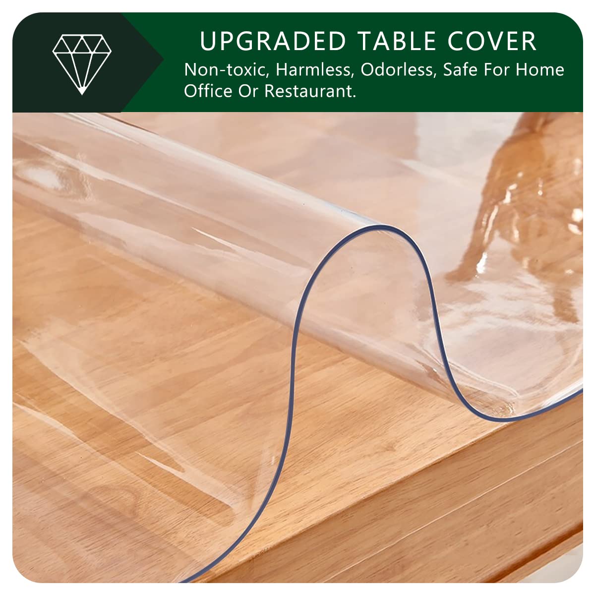 Easy Clean PVC Mats Waterproof Crystal Vinyl Table Protector Clear Plastic Tablecloth Rectangle Wood Furniture Stain Protector Dining Tabletop Protection Pad Desk Protective Cover Wipeable 40x78 Inch