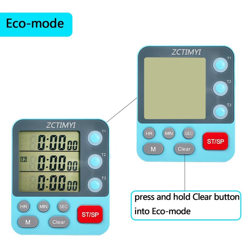 Dual Digital Timer for Kitchen Cooking, 3 Channels Count Down/Up Triple Timer for Kids, Presets Memort Large Display & Magnetic Back Adjustable Alarm Volume, Suit for Kids Teachers Studying, Blue