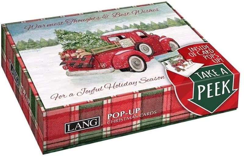 Lang Santa's Truck 3D Pop-Up Christmas Cards - 8 Pack Holiday Greeting Cards