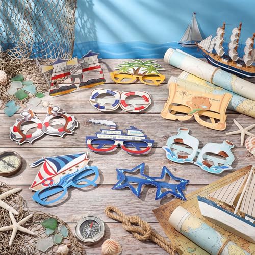 32-Piece Nautical Party Photo Booth Props Paper Eyeglasses Set