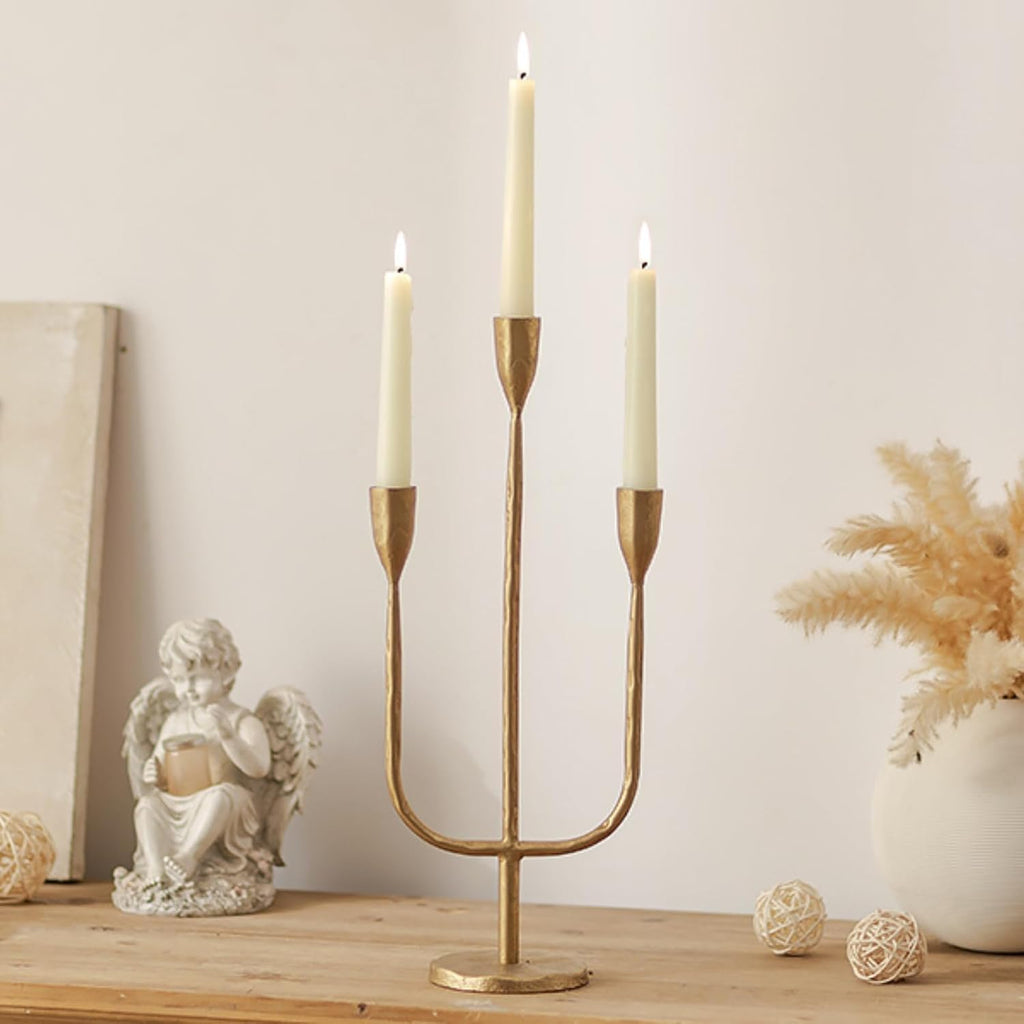 Romadedi Brass Candelabra - Vintage Gold Taper Candle Holders for Elegant Table Centerpiece | Tall Metal Design
