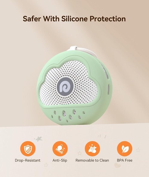 Dreamegg White Noise Machine - Portable Sound Device with 21 Soothing Sounds & Safe Silicone Cover | Ideal for Baby Sleep (Green)